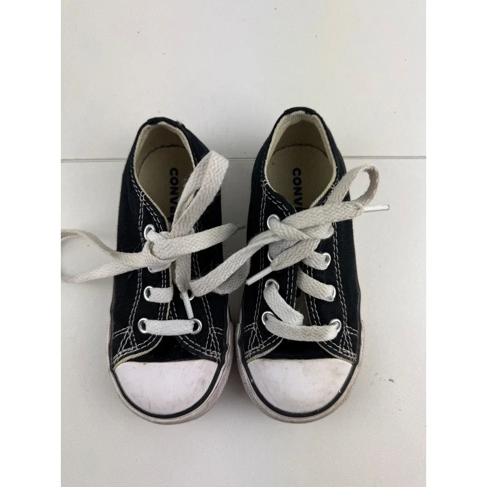 Converse All Star Chuck‎ Taylor Black Canvas Low Top Sneakers Shoes Sz 7 Toddler